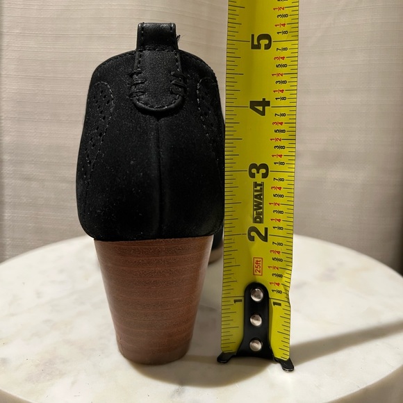 Black faux suede perforated bootie, 2” heel, slip on, women’s size 7.5 - Picture 8 of 12